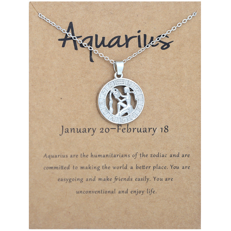 Zodiac constellation pendant necklace, front view