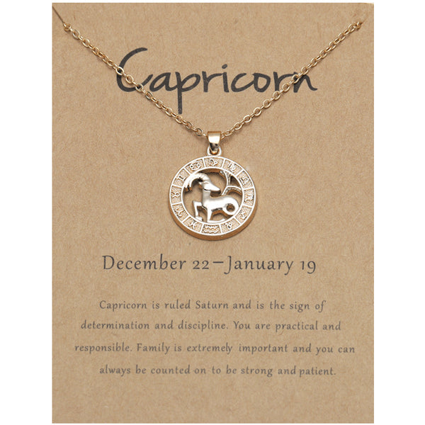 Zodiac constellation pendant necklace, group view