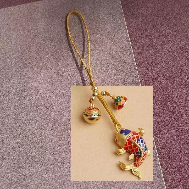 Golden Koi Fish Keychain – Phone charm, front view, lucky charm