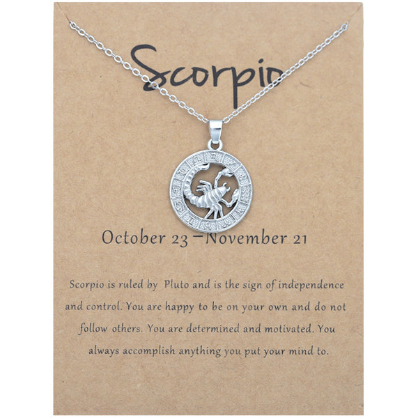 Zodiac constellation pendant necklace, texture detail