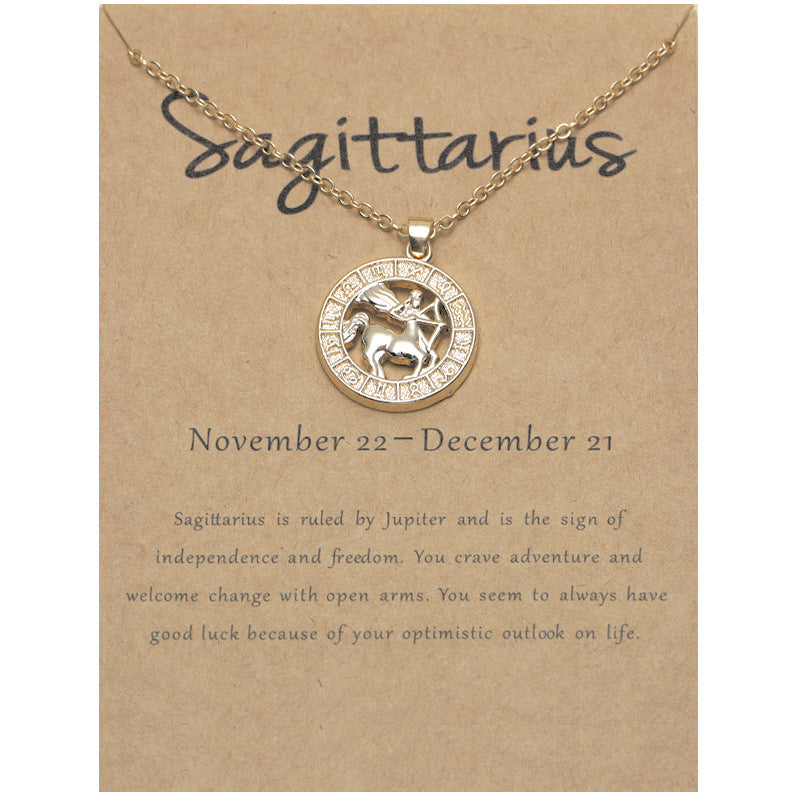 Zodiac constellation pendant necklace, display view