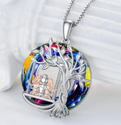 Minimalist Tree of Life Hollow-Out Necklace – alternate angle with tree of life, amulet necklace