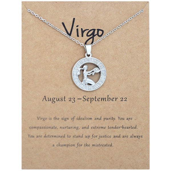 Zodiac constellation pendant necklace, texture detail