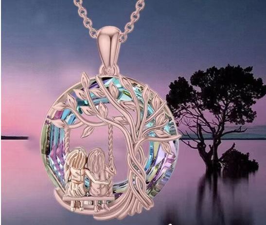 Minimalist Tree of Life Hollow-Out Necklace – packaging shot with tree of life, amulet necklace