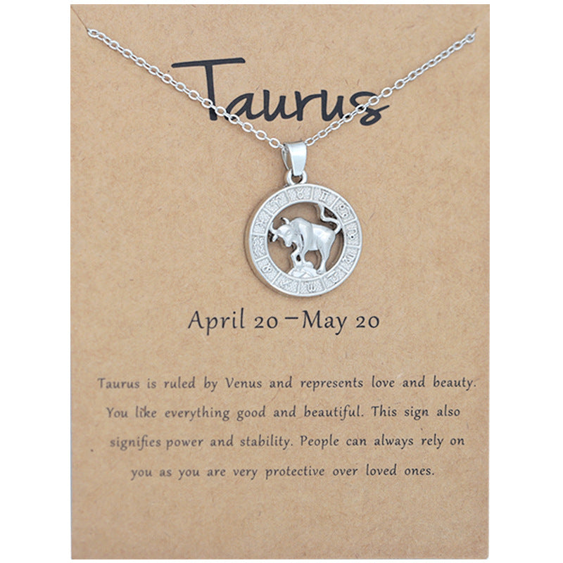 Zodiac constellation pendant necklace, close-up