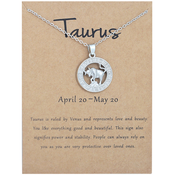 Zodiac constellation pendant necklace, close-up