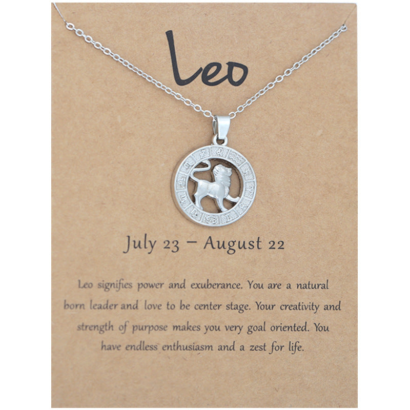 Zodiac constellation pendant necklace, detail view
