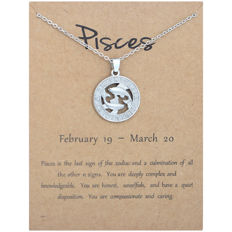 Zodiac constellation pendant necklace, detail view