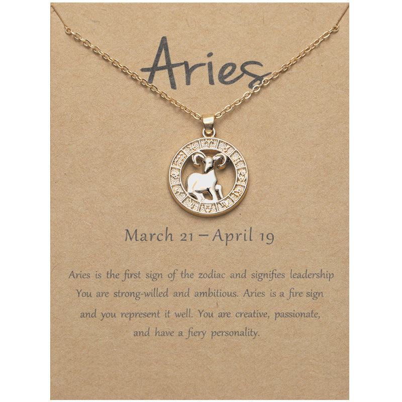 Zodiac constellation pendant necklace, front view