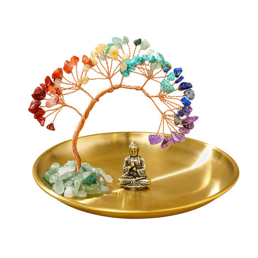 7 Chakras Crystal Tree with Buddha, front view