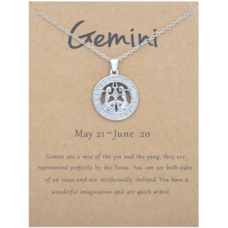 Zodiac constellation pendant necklace, display view
