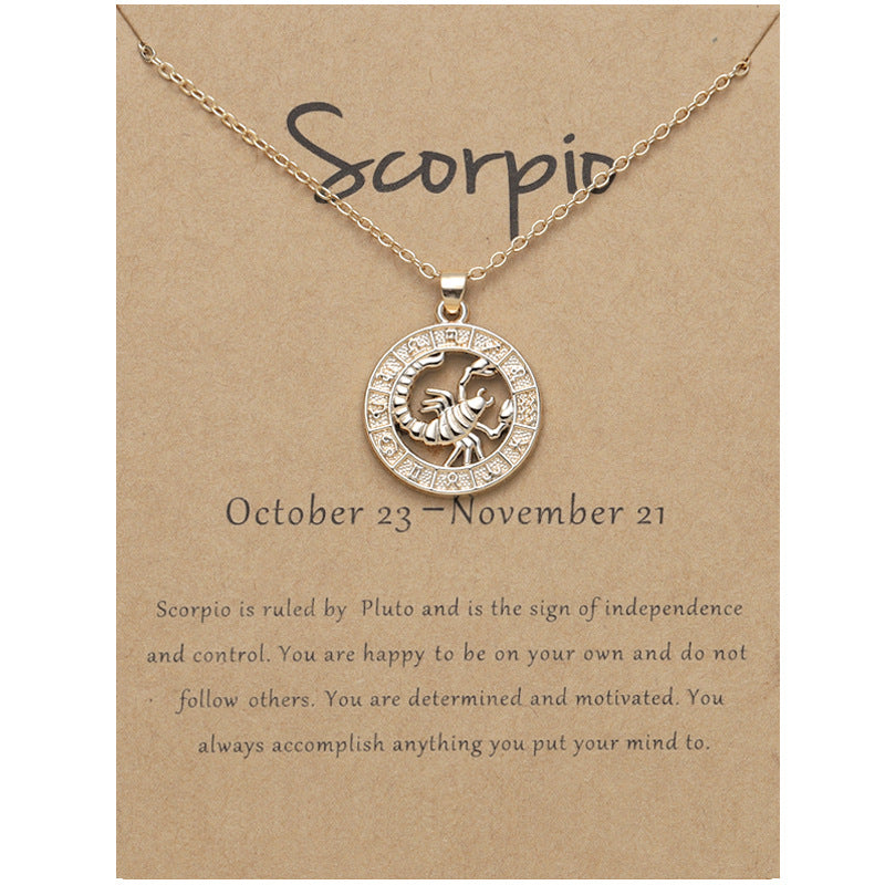 Zodiac constellation pendant necklace, close-up