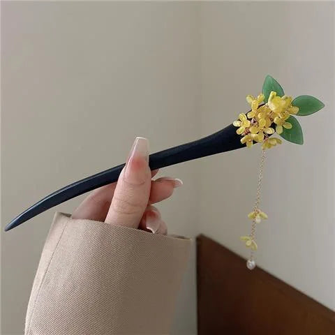 Jade Orchid Wooden Hairpin – option1387, image 4, spiritual ring