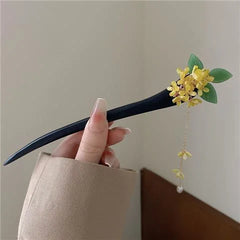 Jade Orchid Wooden Hairpin – option1387, image 4, spiritual ring