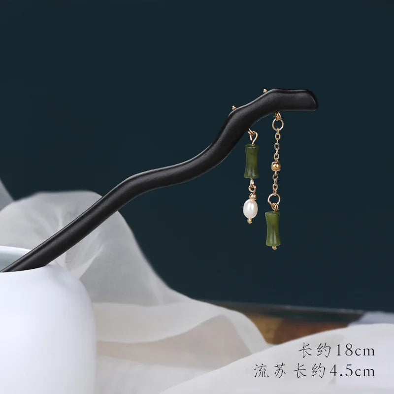Jade Orchid Wooden Hairpin – option1970, image 7, spiritual ring