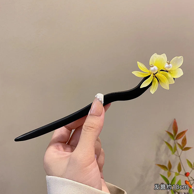 Jade Orchid Wooden Hairpin – option1886, image 9, spiritual ring