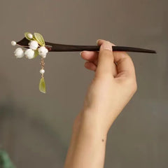 Jade Orchid Wooden Hairpin – option1337, image 2, spiritual ring