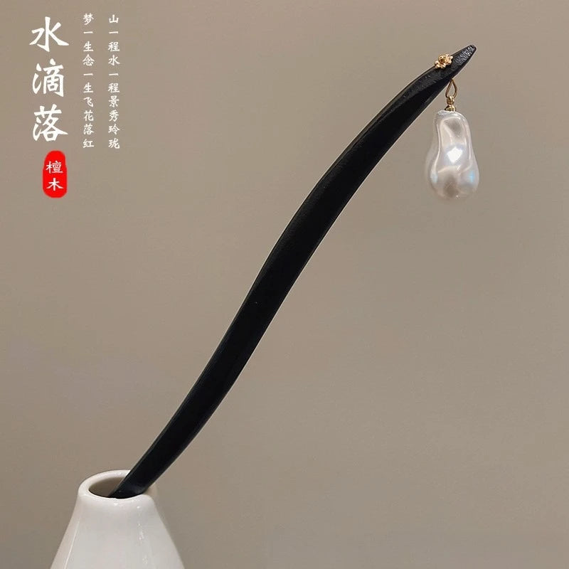 Jade Orchid Wooden Hairpin – option1615, image 6, spiritual ring