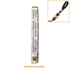 Tian Peng Chi Pendant – front view silver ruler with gold constellation and Chinese text, keychain lanyard inset shown, spiritual authority tool