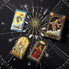 Waterproof Tarot Deck – Premium waterproof card with gold foil celestial design and patterned back