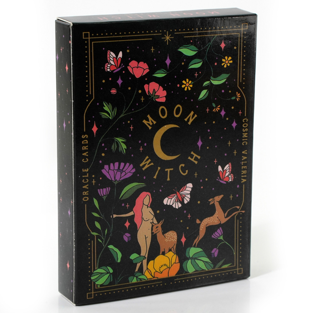 Trendy Tarot Deck – Open box revealing card deck inside with vibrant artwork visible, tarot gift set