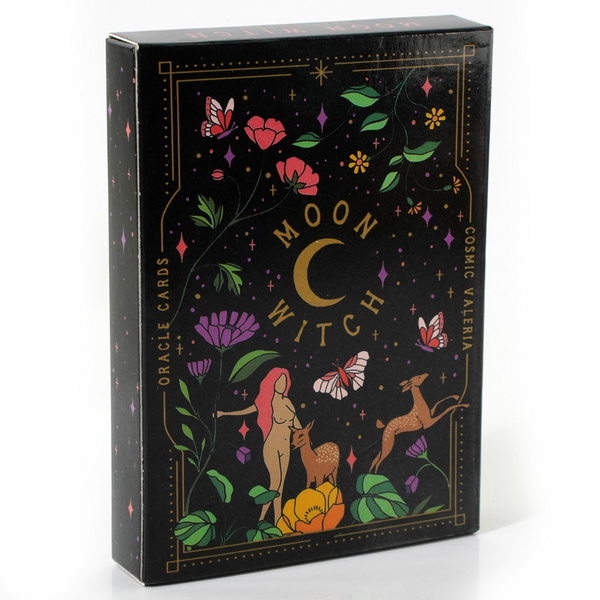 Trendy Tarot Deck – Open box revealing card deck inside with vibrant artwork visible, tarot gift set
