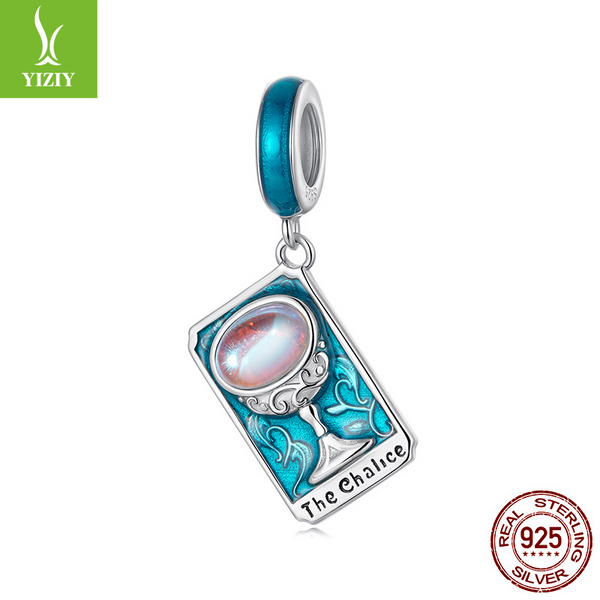Tarot Silver Charm – The Chalice charm with turquoise enamel, opalescent cup and vine scrollwork