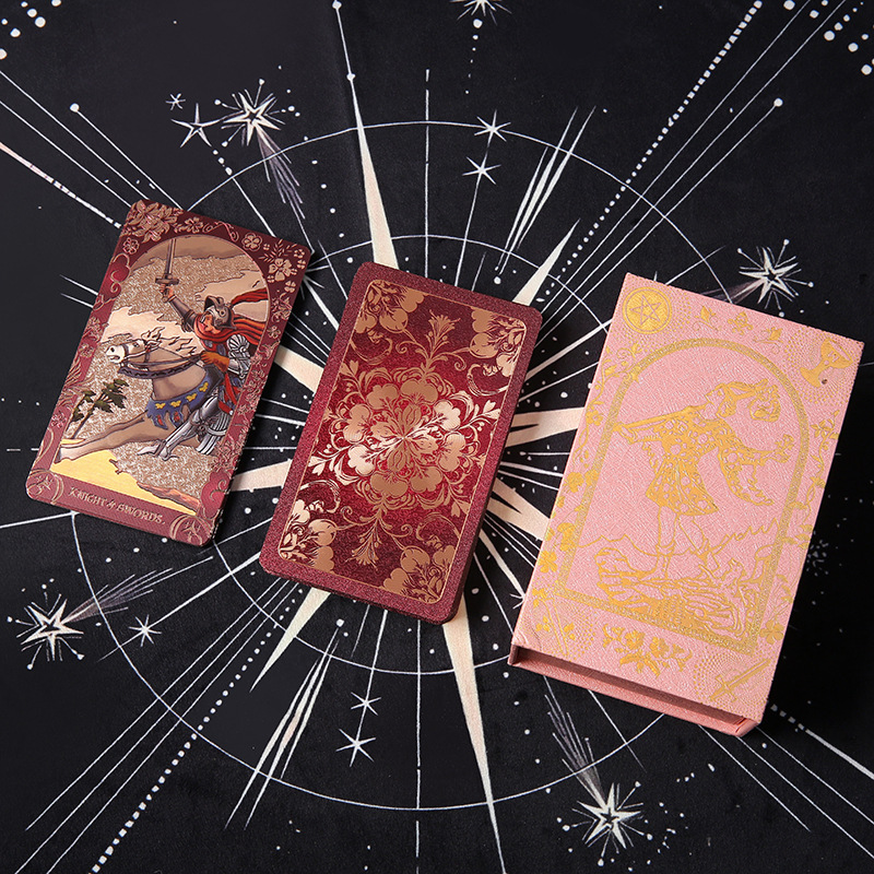 Waterproof Tarot Deck – Individual card with gold foil accents and detailed illustration, tarot card