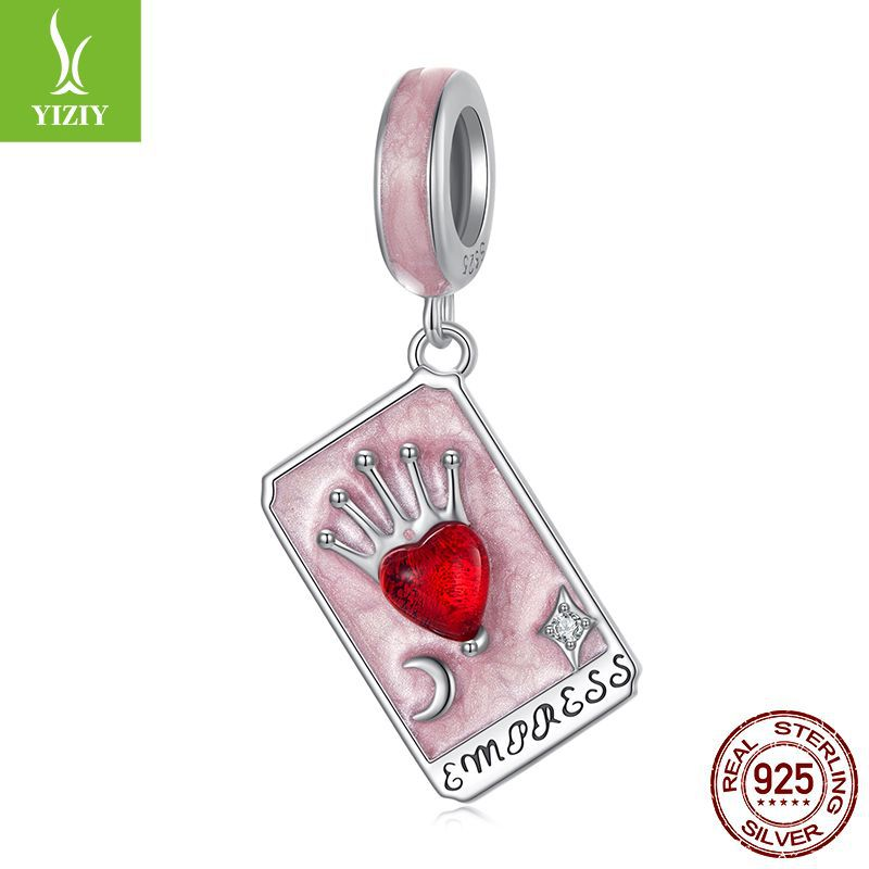 Tarot Silver Charm – The Sun variant with aqua enamel, gold center stone and sun rays, 925