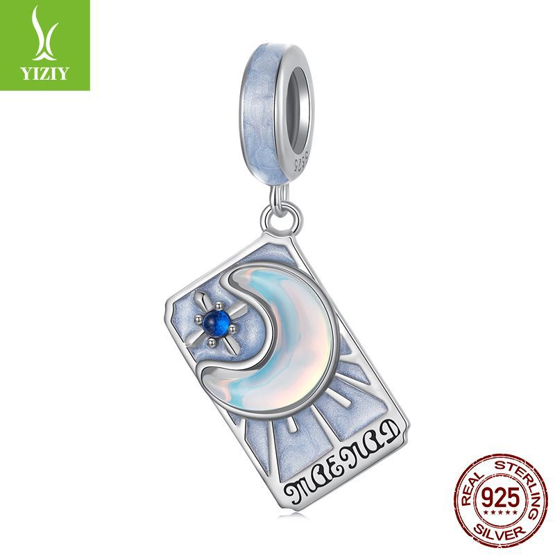 Tarot Silver Charm – Empress charm with pink enamel, red heart gemstone and crown rays