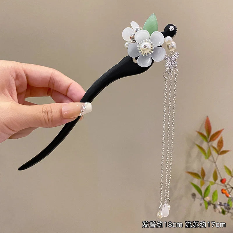 Jade Orchid Wooden Hairpin – option1246, image 10, spiritual ring