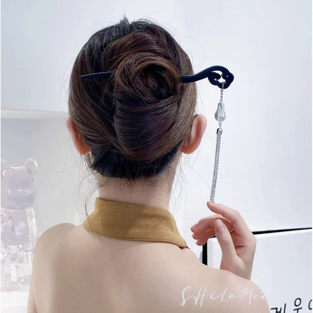 Jade Orchid Wooden Hairpin – option1757, image 3, spiritual ring