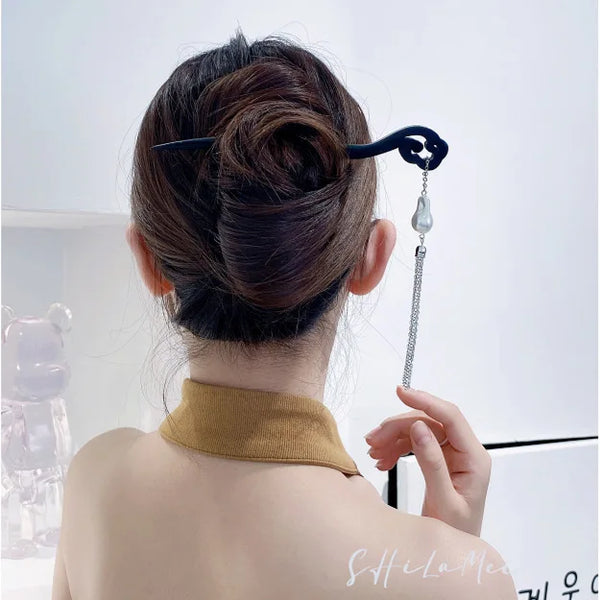 Jade Orchid Wooden Hairpin – option1757, image 3, spiritual ring