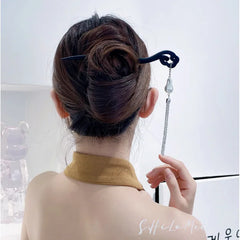 Jade Orchid Wooden Hairpin – option1757, image 3, spiritual ring