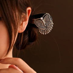 Tibetan Butterfly U-Shaped Wooden Feng Shui Hair Stick, side view