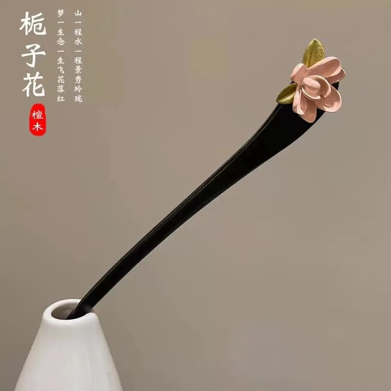 Jade Orchid Wooden Hairpin – option1550, image 5, spiritual ring