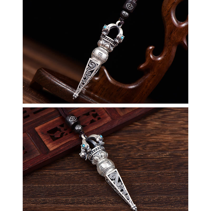 Silver Titanium Steel Vajra Magic Pestle Personality Pendant 