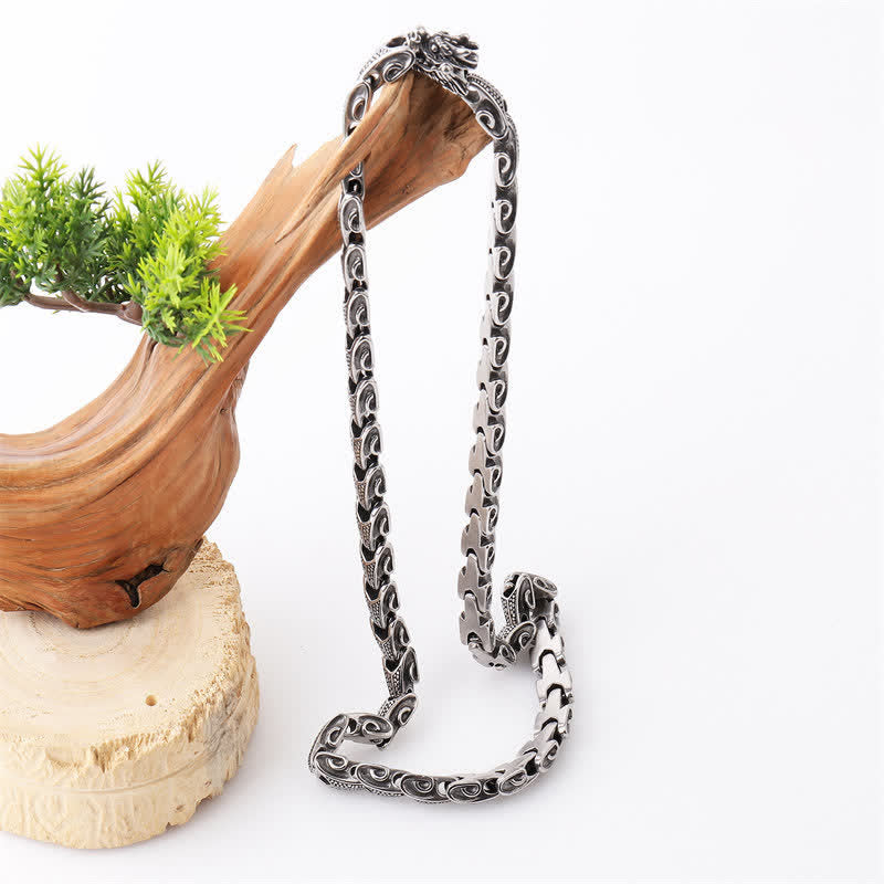 Dragon Necklace Bracelet Set - Silver dragon necklace on driftwood with bonsai, Harmony