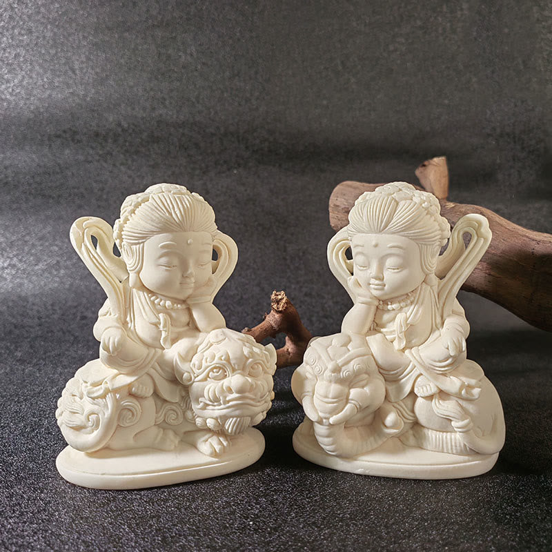 Mini Ivory Fruit Buddha Lotus Serenity Desk Decoration – Compact serenity statue with ivory finish, mindful tabletop ornament