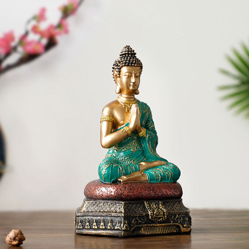 Buddha Compassion Decor – compact tabletop resin sculpture, Buddhist altar centerpiece
