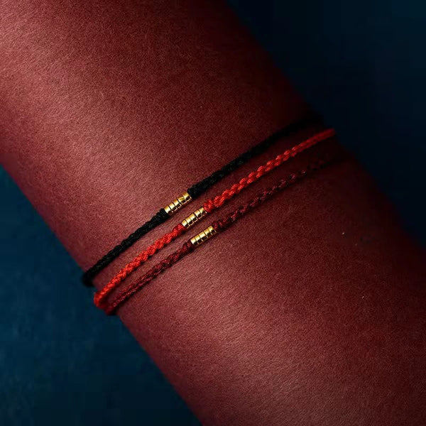 925 Sterling Silver Lucky Gold Bead Braided Bracelet – Red / Bracelet(Wrist Circumference 13-20cm), image 3, healing bracelet
