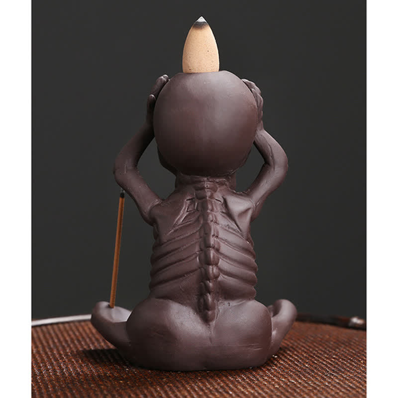 Skull Ghost Purple Clay Backflow Incense Burner