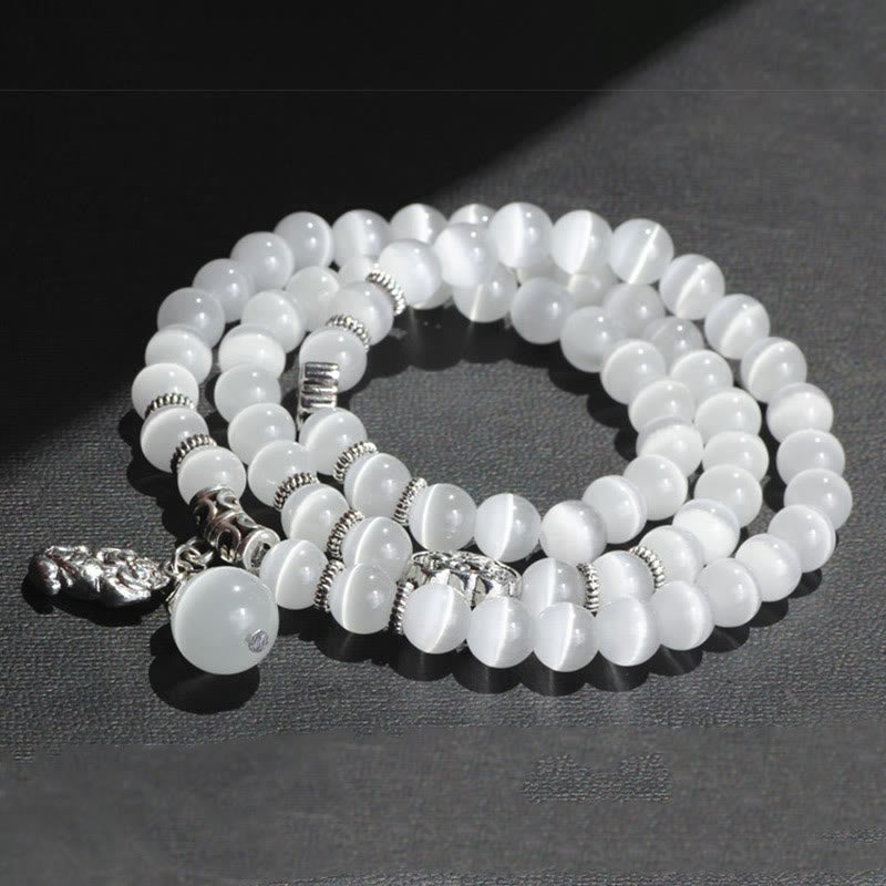 Cat Eye PiXiu Triple Wrap Bracelet – Green Cat's Eye, image 3, healing bracelet