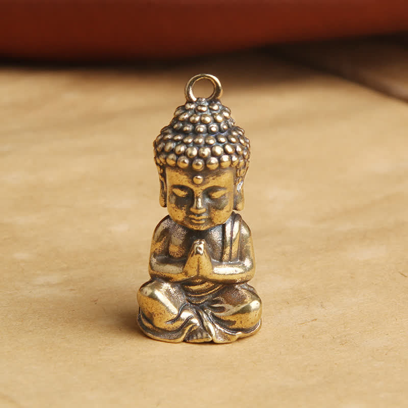 Buddha Copper Pendant – keychain ring detail, spiritual decoration