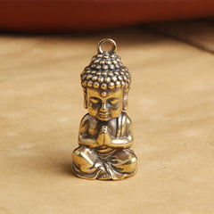 Buddha Copper Pendant – keychain ring detail, spiritual decoration