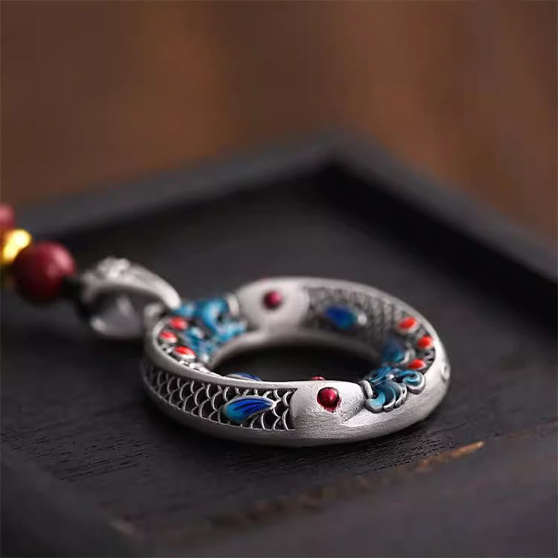 Koi Fish Luck Pendant - back side showing smooth copper finish and bail loop, feng shui