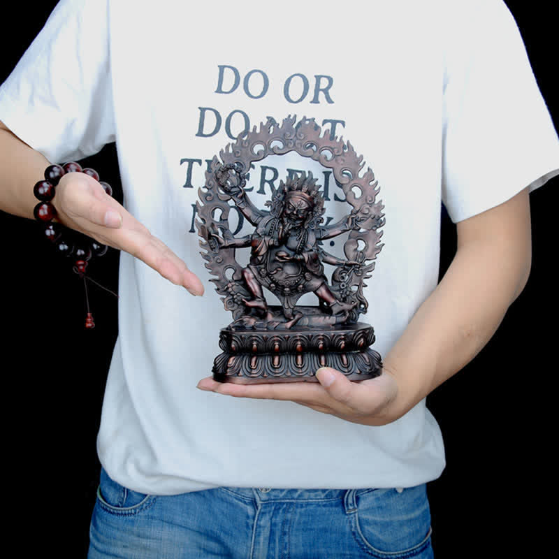 Mahakala Copper Statue Decor – dramatic pose ceremonial ornaments, meditation room centerpiece