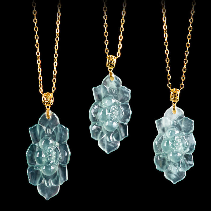 Natural Jade Lotus Prosperity Necklace Pendant | Abundance