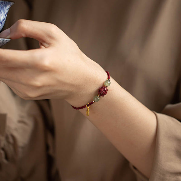 Cinnabar Hetian Jade Chinese Zodiac Bracelet, image 19, healing bracelet