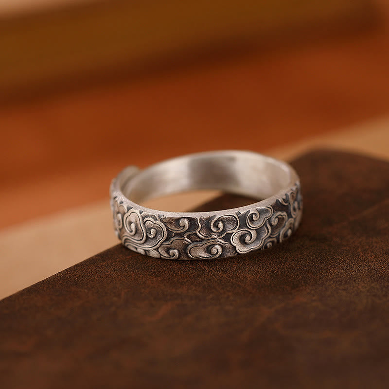 Anillo ajustable de flor de loto y ciruelo "Iluminación" de plata 999